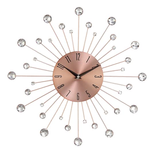 Copper Metal Glam Wall Clock, 15&#x22;